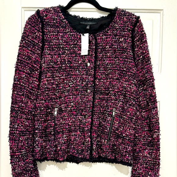 Women’s Tweed Sweater Blazer Cardigan Jacket Coat Size M NWT - Picture 4 of 14